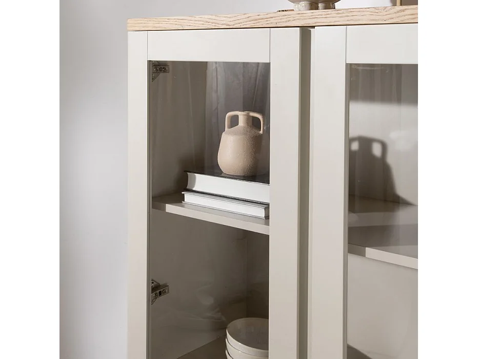 Vetrina tavola in legno di quercia e tavola in mdf Quercia/Beige 40x150