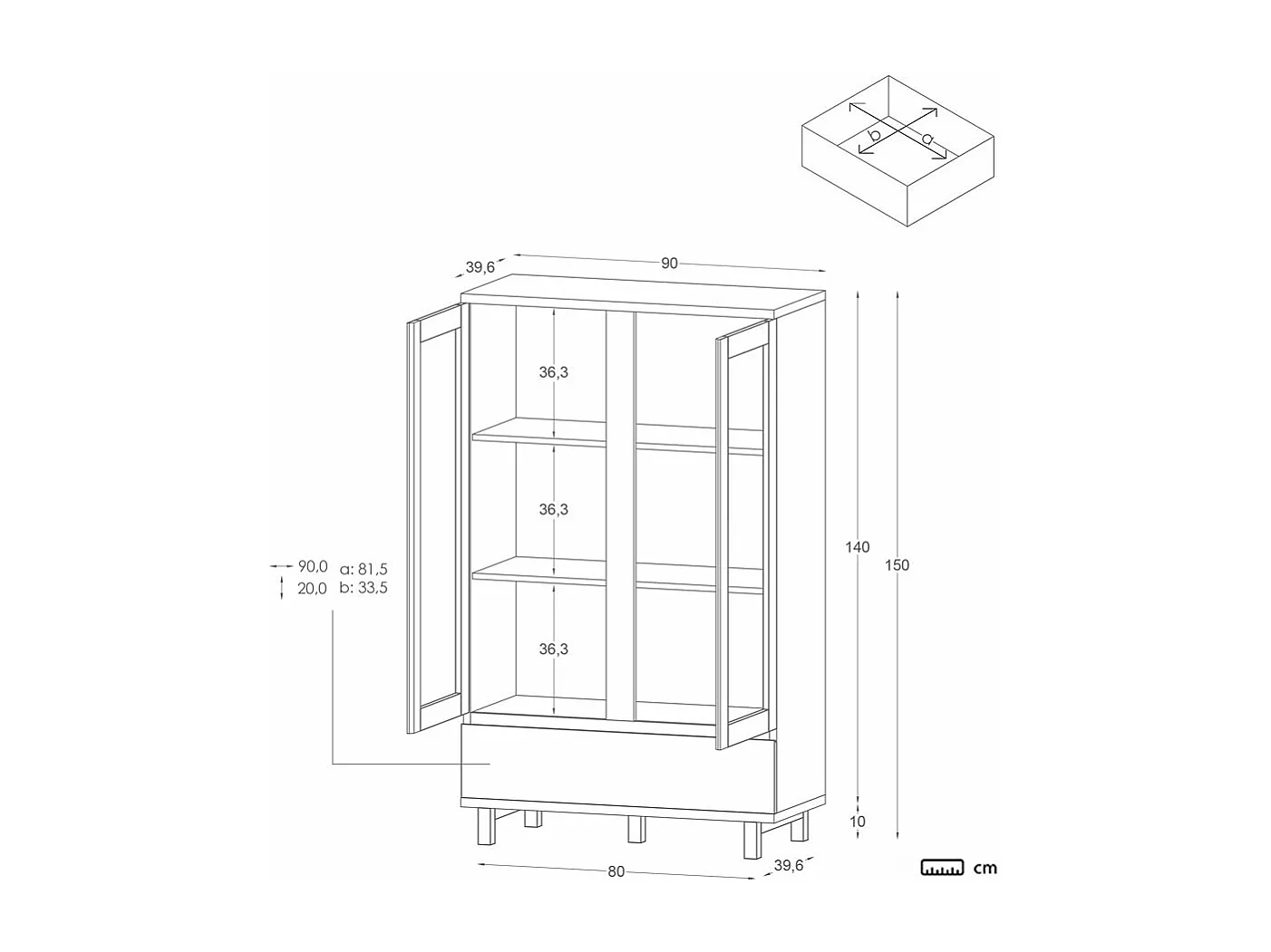 Vetrina tavola in legno di quercia e tavola in mdf Quercia/Beige 40x150