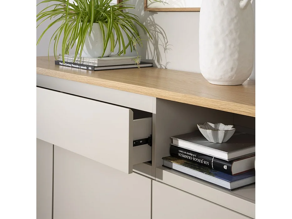 Credenza tavola in legno di quercia e tavola in mdf Quercia/Beige 40x80