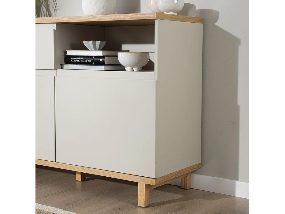 Credenza tavola in legno di quercia e tavola in mdf Quercia/Beige 40x80