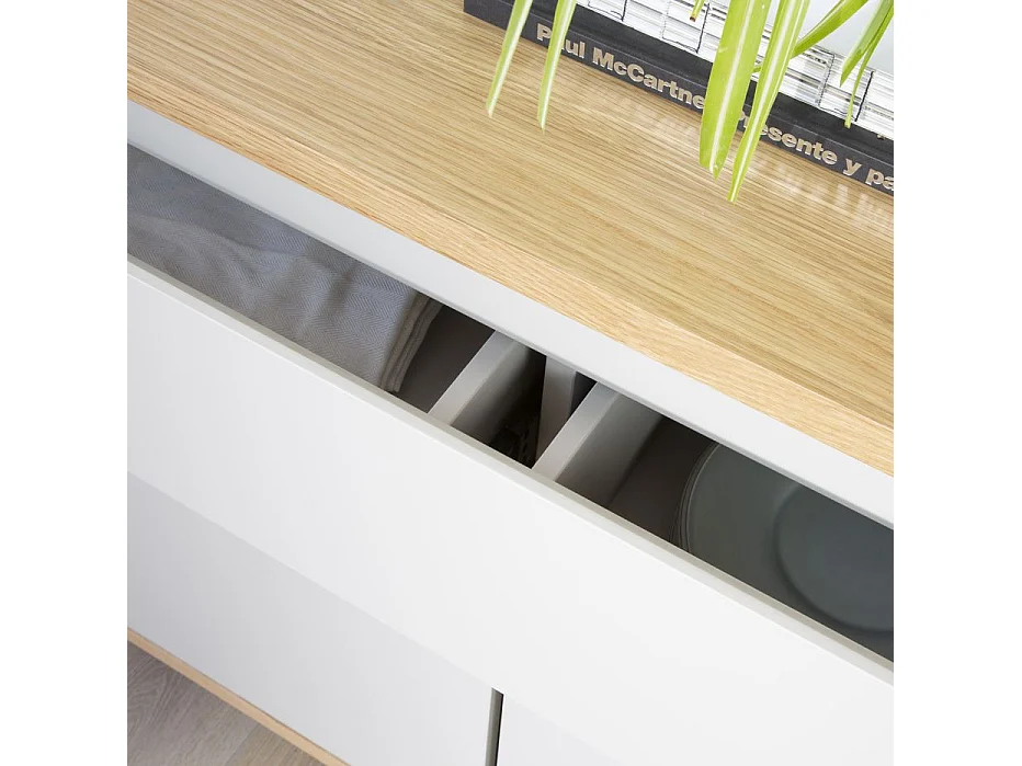 Credenza tavola in legno di quercia e tavola in mdf Quercia/Beige 40x80