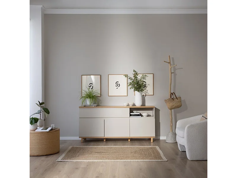 Credenza tavola in legno di quercia e tavola in mdf Quercia/Beige 40x80