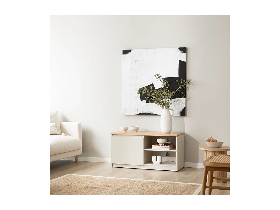 Mobile tv tavola in legno di quercia e tavola in mdf Quercia/Beige 40x50