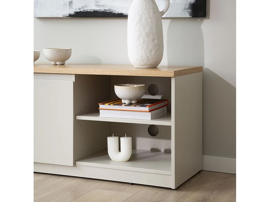 Mobile tv tavola in legno di quercia e tavola in mdf Quercia/Beige 40x50