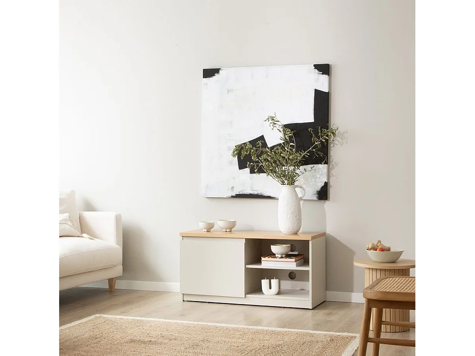 Mobile tv tavola in legno di quercia e tavola in mdf Quercia/Beige 40x50