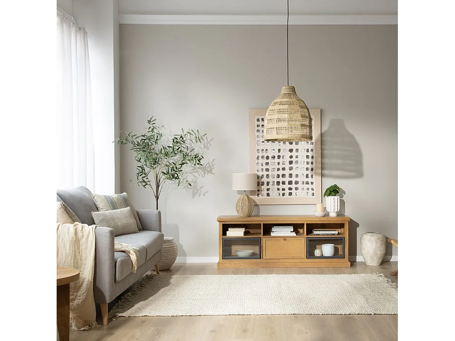 Mobile tv legno massiccio di mango e metallo naturale 40x59