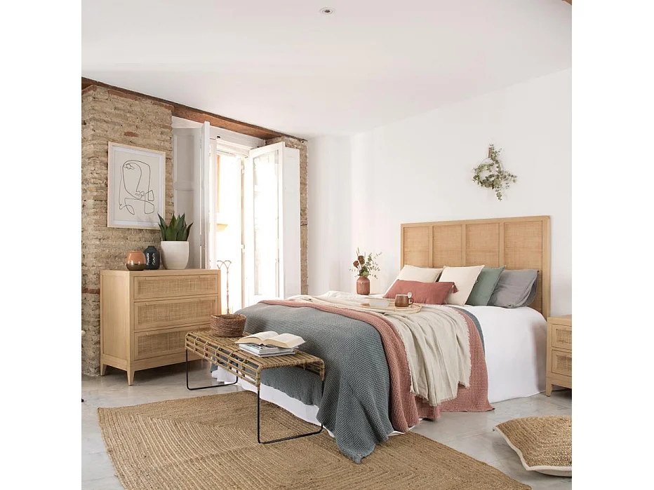 Comò legno massello, pannello in mdf e impiallacciatura  naturale 45x85