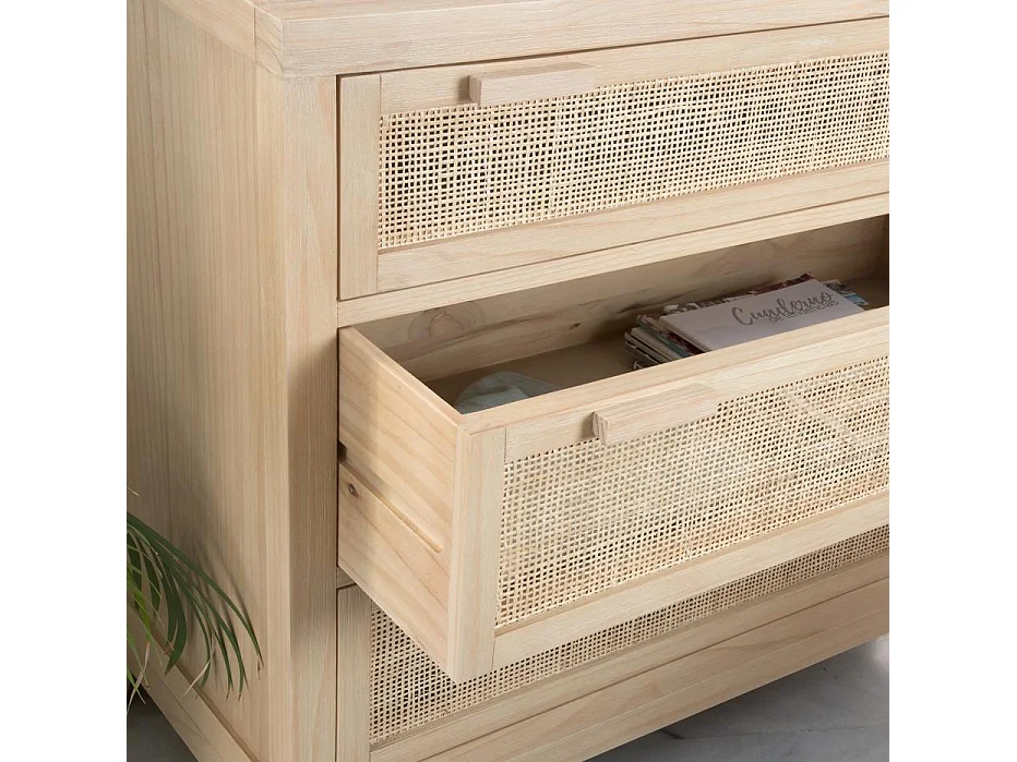 Comò legno massello, pannello in mdf e impiallacciatura  naturale 45x85