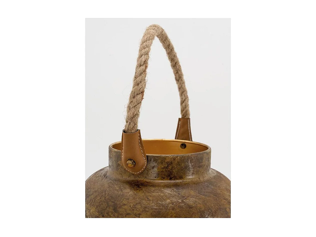 Lanterne en métal antique décor Cerf et Biche intérieur doré