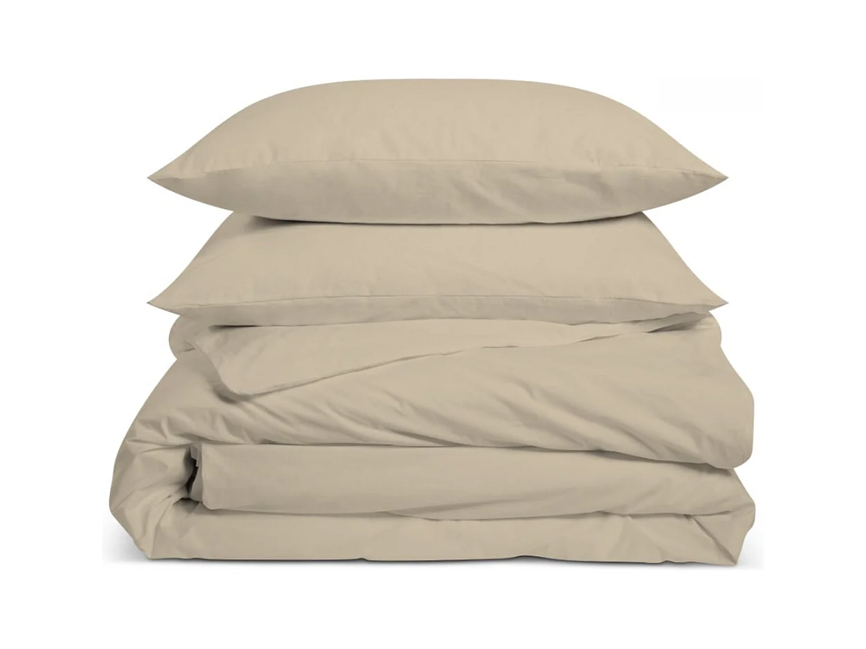 Parure de lit unie 100% Percale de coton - Lin - 240x260cm