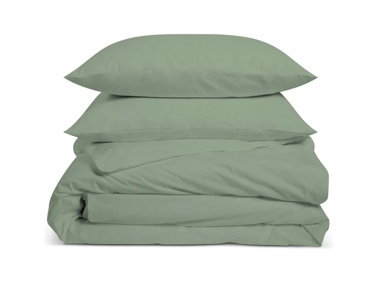 Parure de lit unie 100% Percale de coton - Sauge - 140x200cm