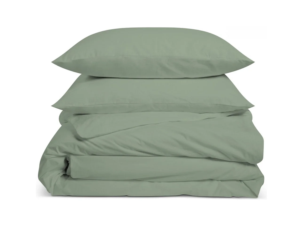 Parure de lit unie 100% Percale de coton - Sauge - 220x240cm