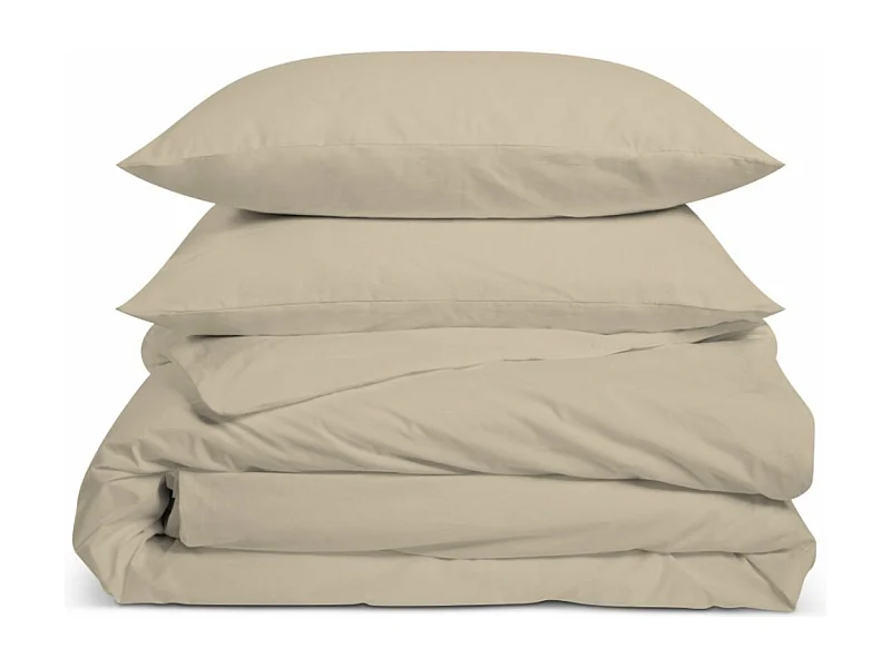 Parure de lit unie 100% Percale de coton - Lin - 140x200cm