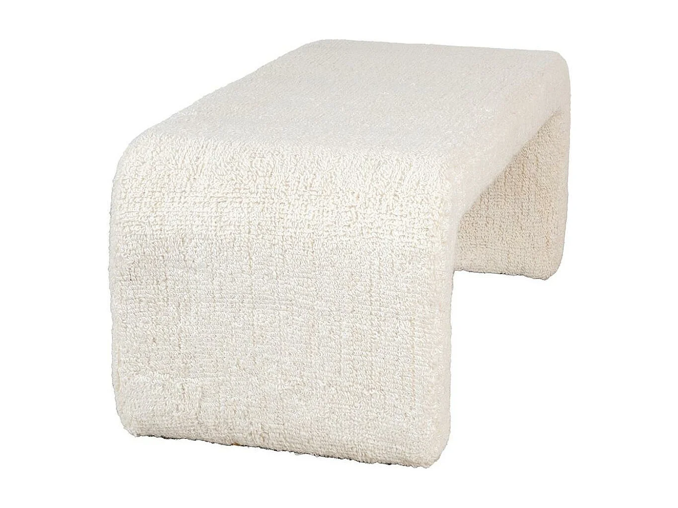 Banc blanc tissu bouclettes L 95 cm