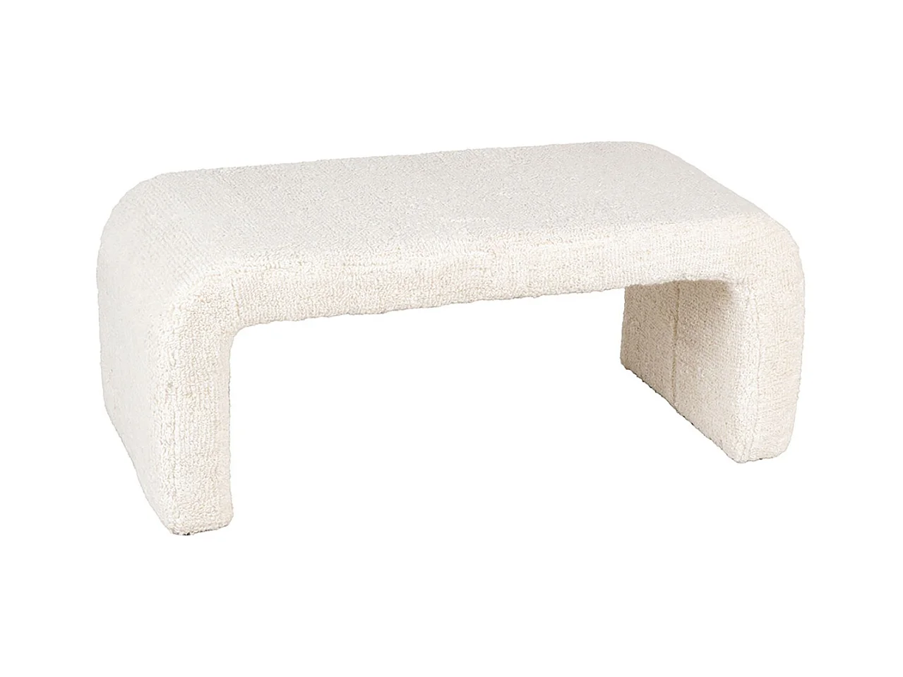 Banc blanc tissu bouclettes L 95 cm