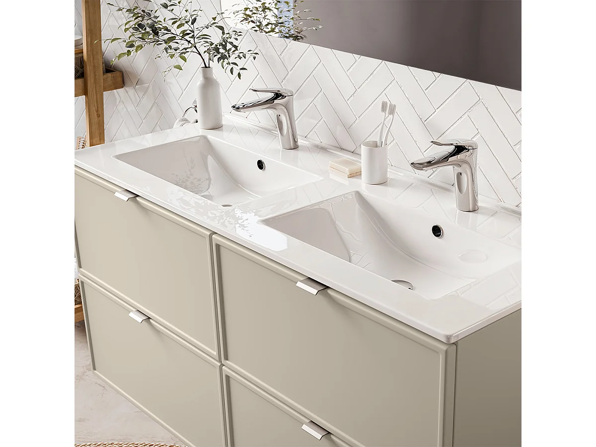 Meuble double vasque encastrée 120cm Alba Cachemire