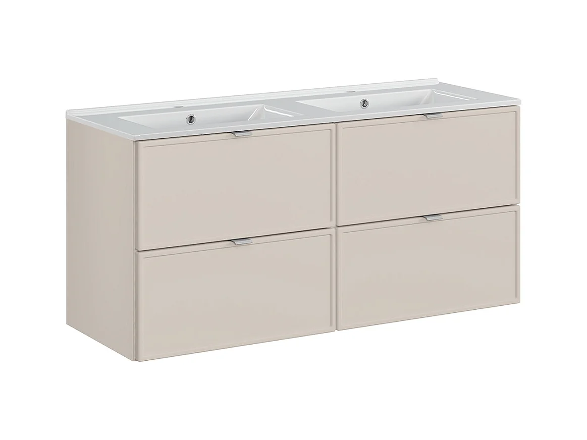 Móvel de lavatório duplo Alba caxemira 120cm