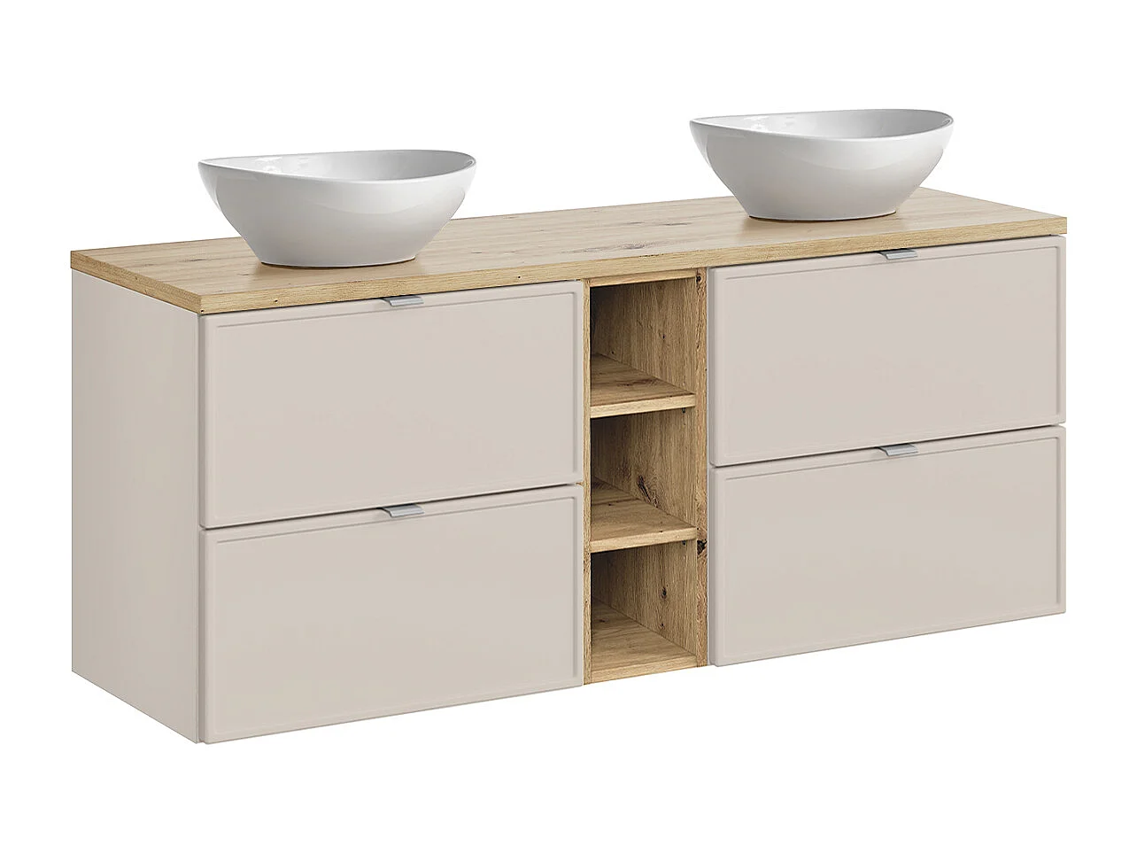 Meuble double vasque 140cm 3 niches Alba Cachemire Lola