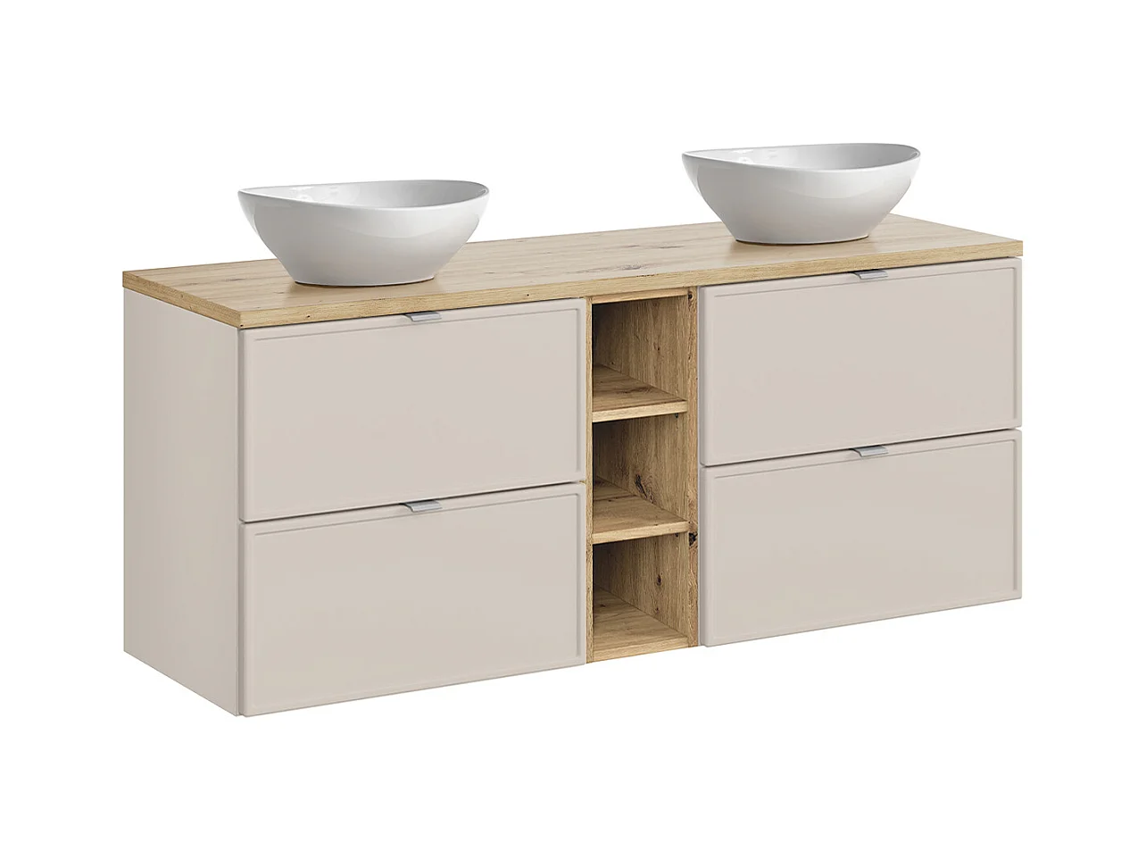 Meuble double vasque 140cm 3 niches Alba Cachemire Lola
