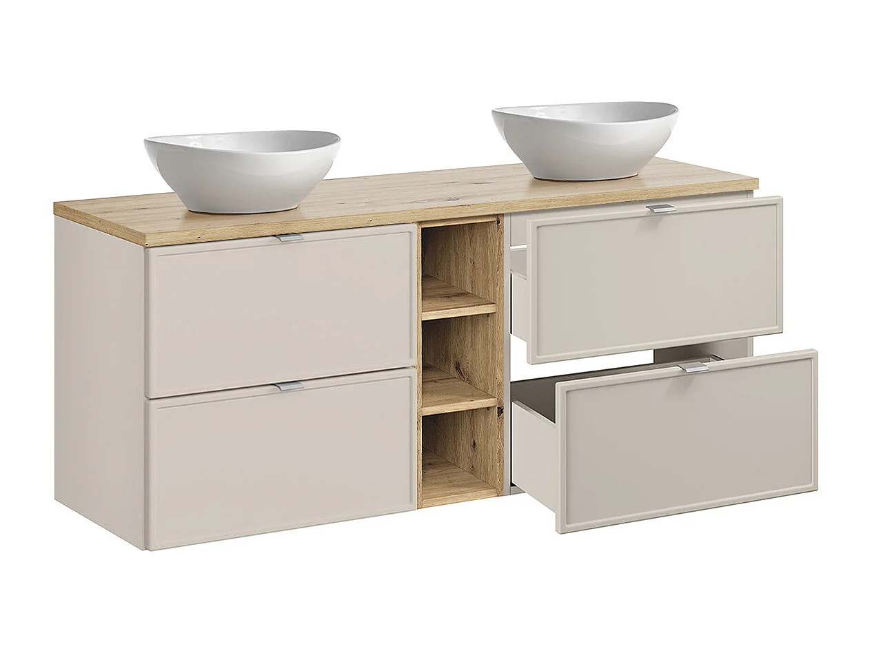 Mueble doble lavabo 140cm 3 compartimientos Alba Cachemira Lola