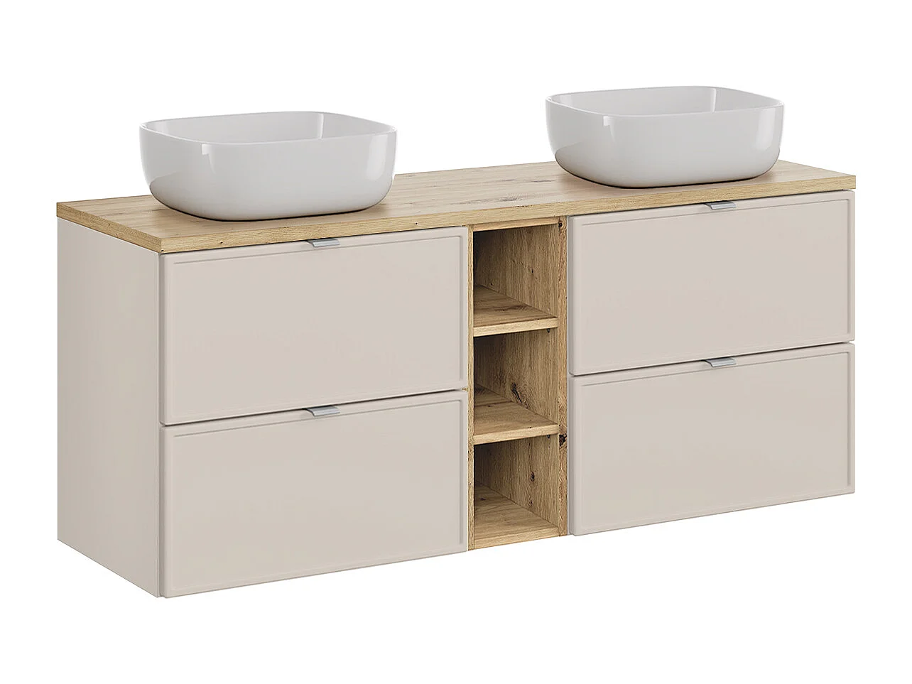 Meuble double vasque 140cm 3 niches Alba Cachemire