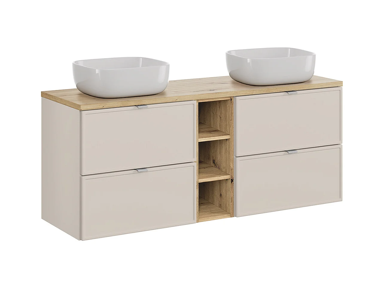 Meuble double vasque 140cm 3 niches Alba Cachemire