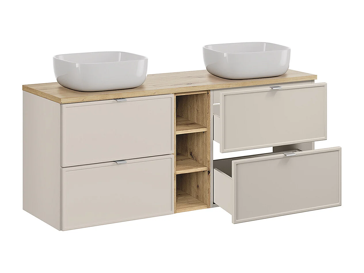 Mueble doble lavabo 140cm 3 compartimientos Alba Cachemira