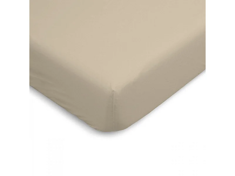Drap housse uni 100% Percale de coton - Lin - 180x200cm