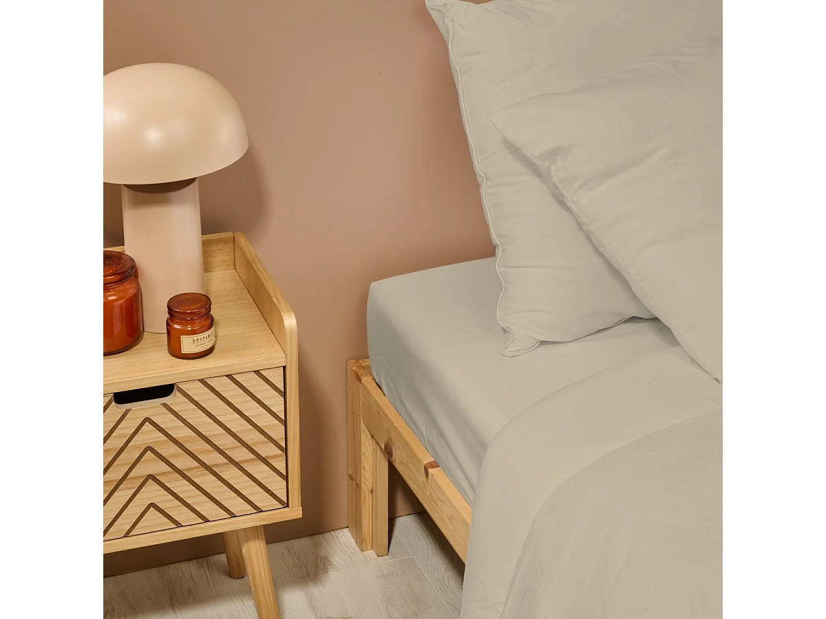 Drap housse uni 100% Percale de coton - Lin - 140x190cm