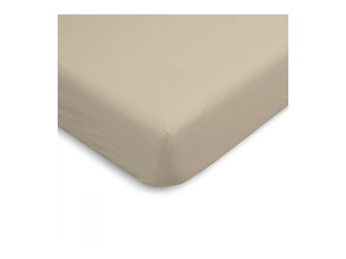 Drap housse uni 100% Percale de coton - Lin - 90x190cm