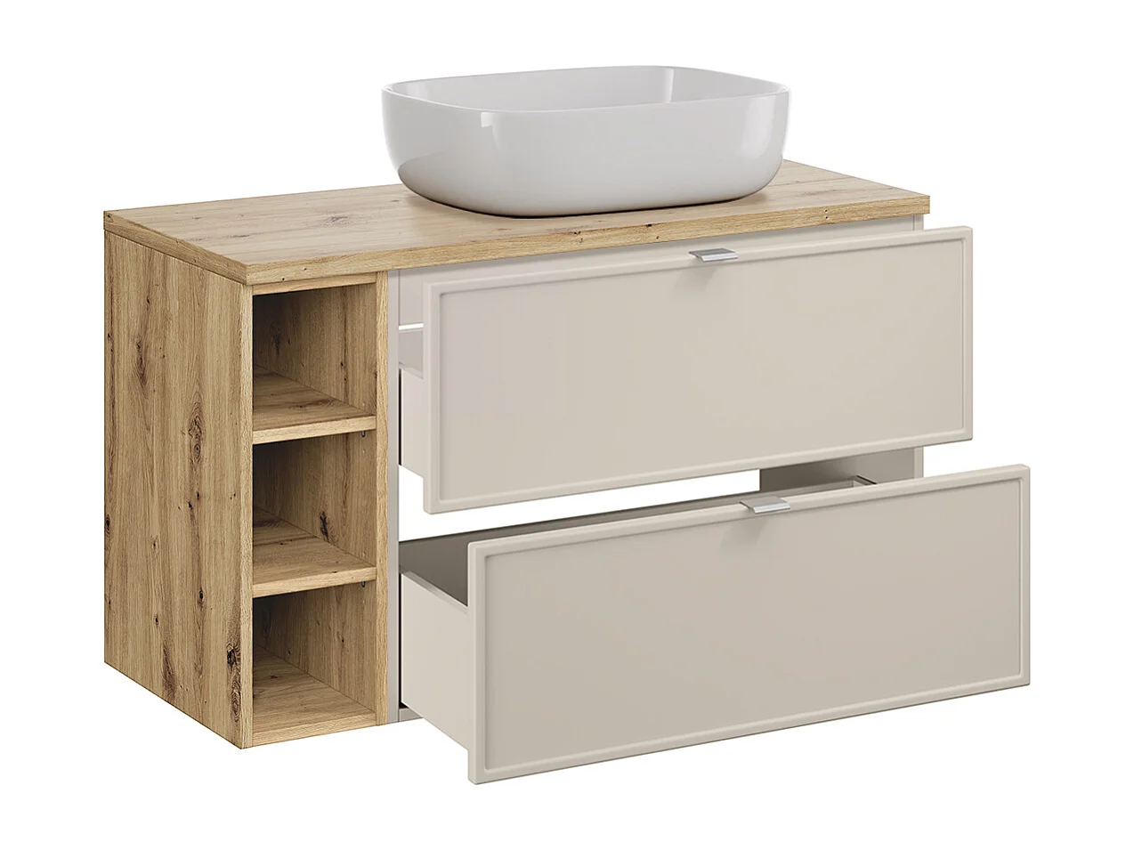 Mueble lavabo individual 100cm 3 compartimientos Alba Cachemira