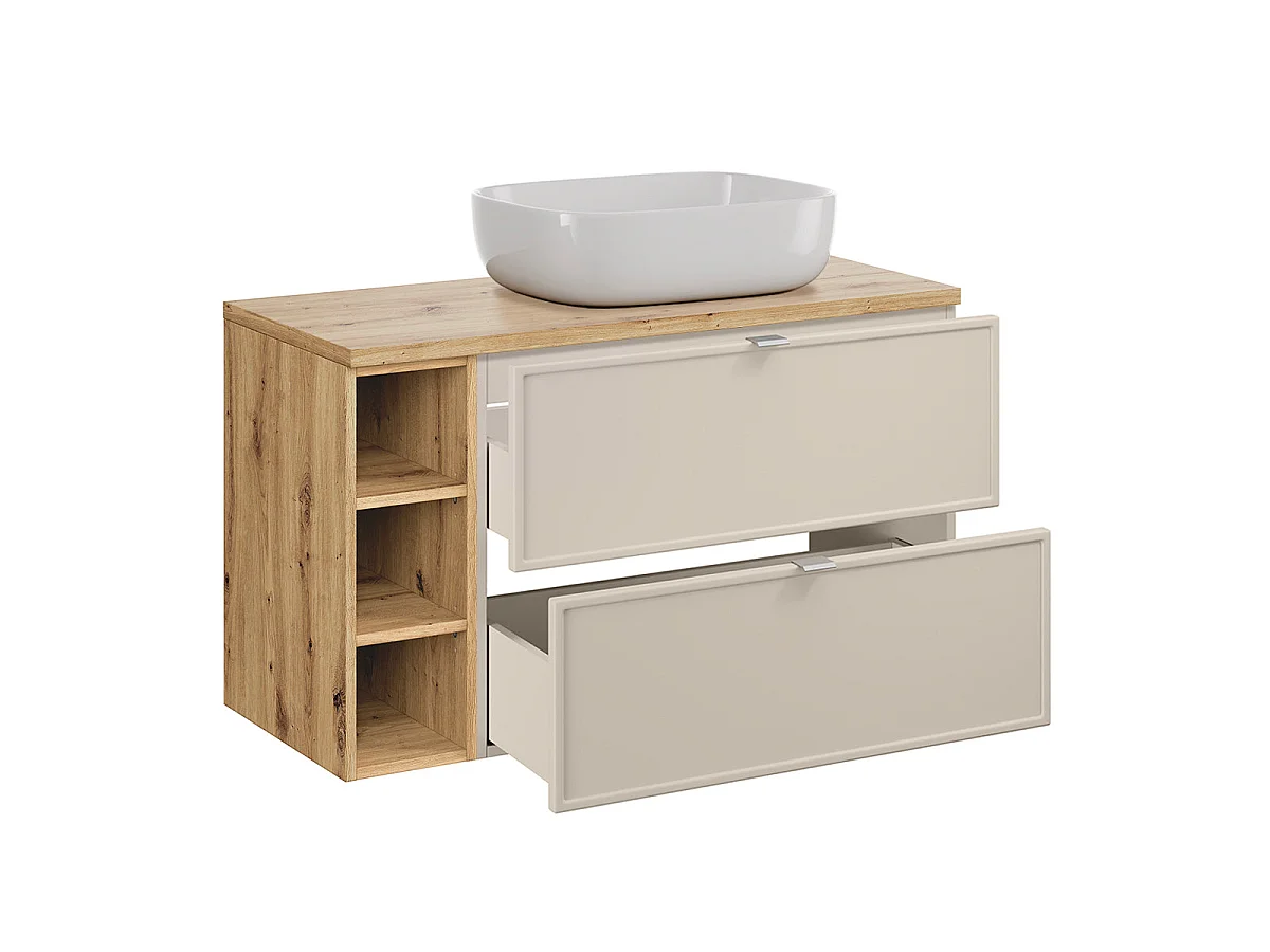 Meuble simple vasque 100cm 3 niches Alba Cachemire