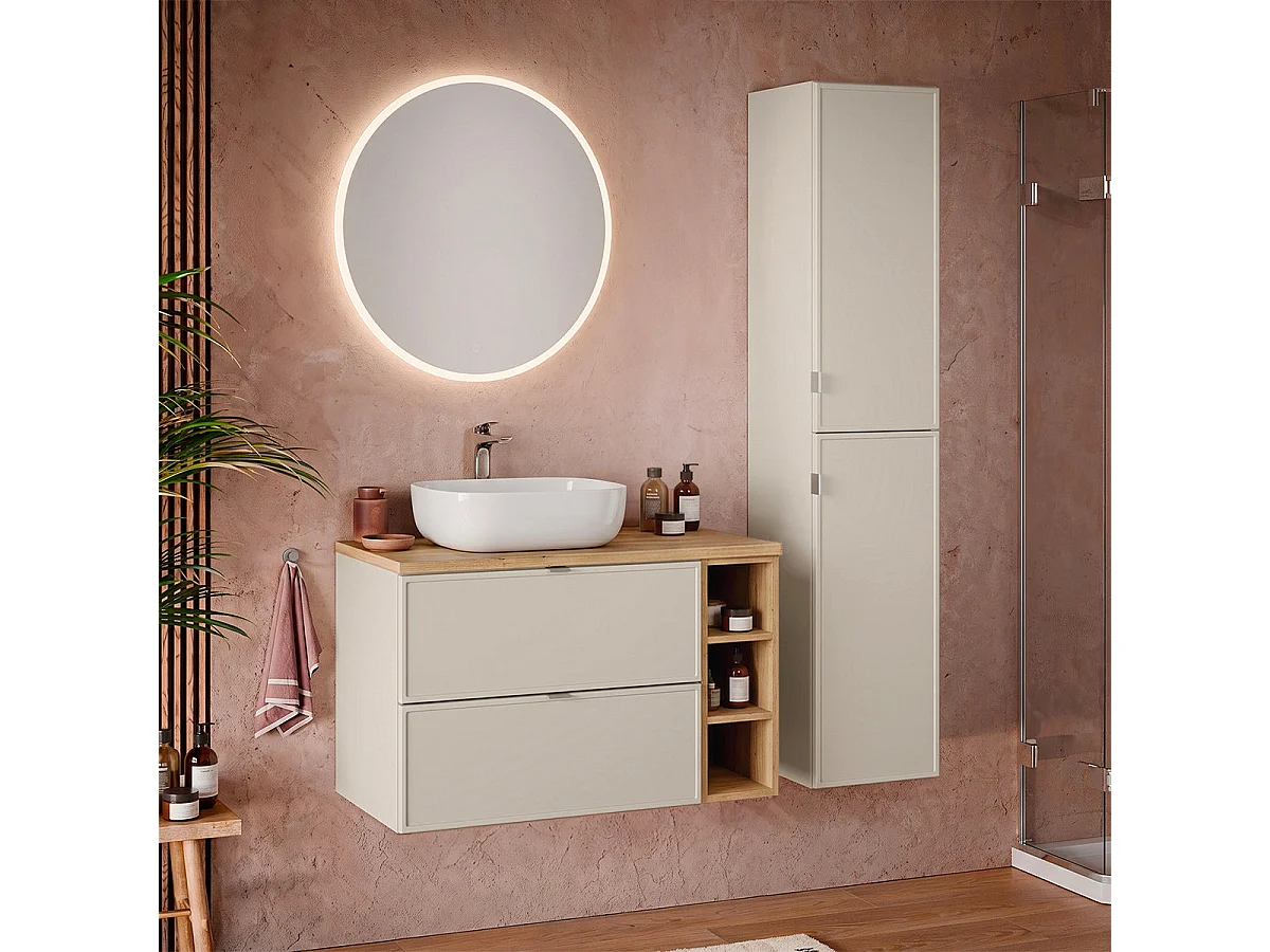 Meuble simple vasque 100cm 3 niches Alba Cachemire