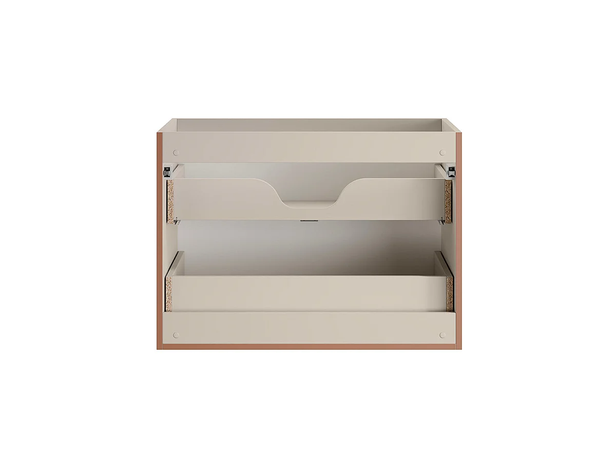 Meuble simple vasque 140cm 3 niches panier à linge Alba Cachemire