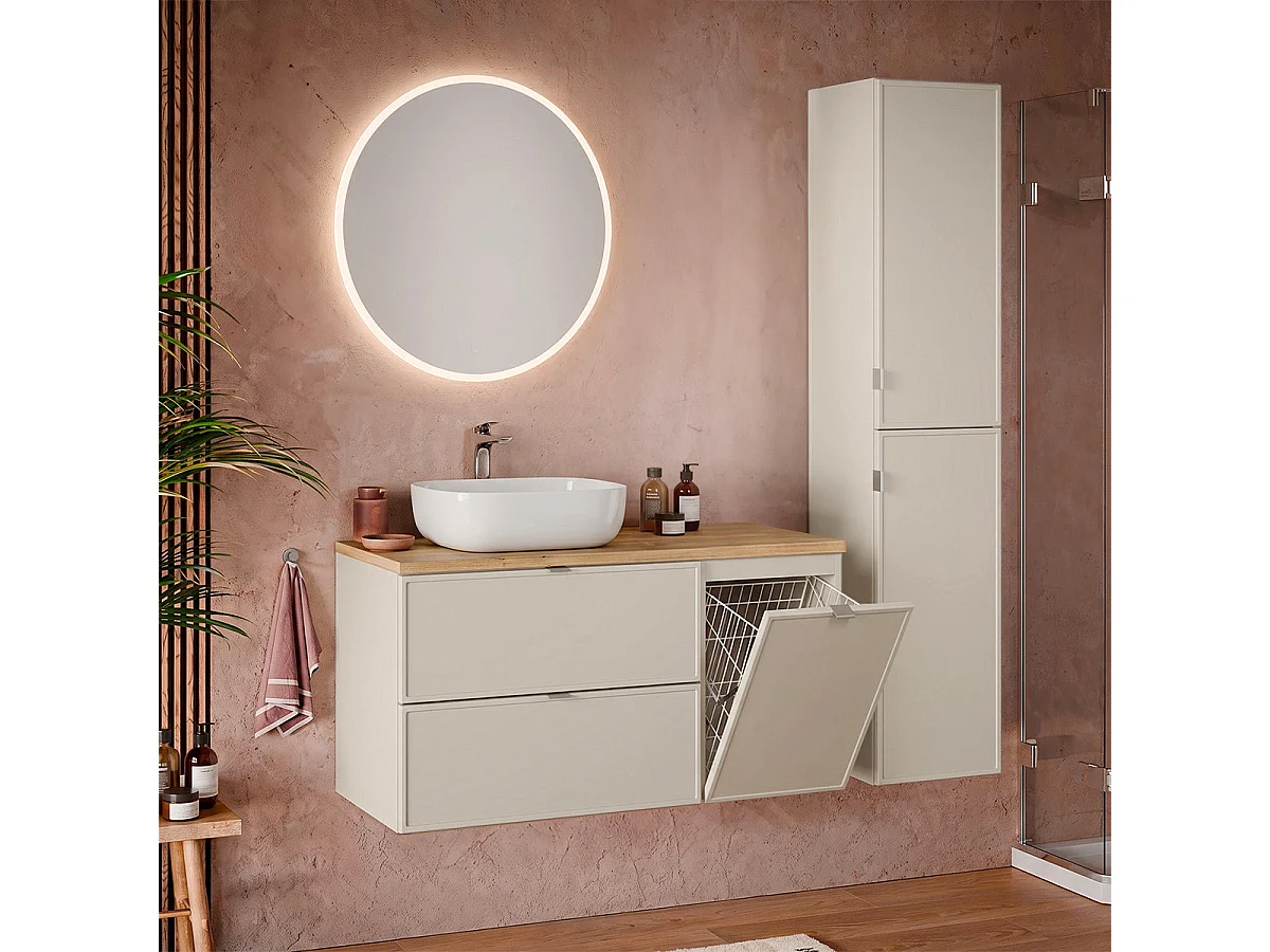 Alba Cachemire 120cm enkele wastafel met wasmand