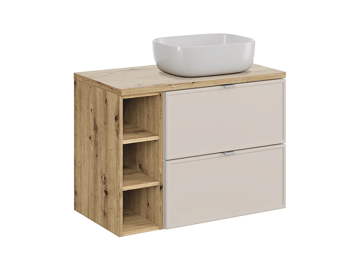 Meuble simple vasque 80cm 3 niches Alba Cachemire