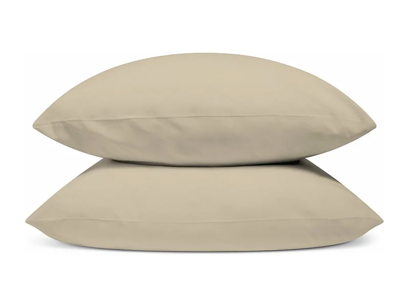 Lot de 2 Taies d'oreiller 100% Percale de coton - Lin - 50x75cm