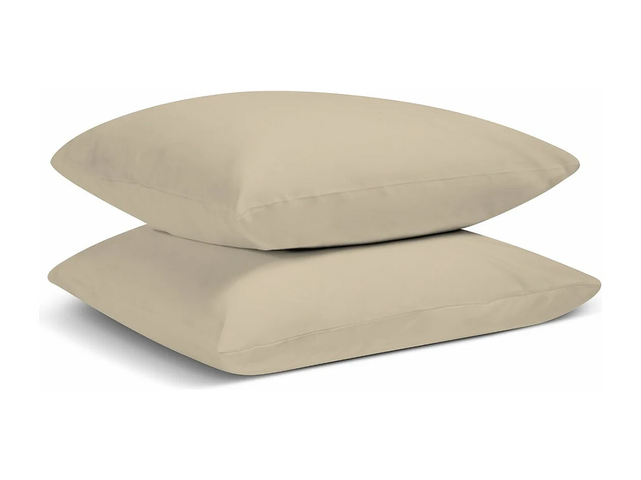 Lot de 2 Taies d'oreiller 100% Percale de coton - Lin - 50x75cm