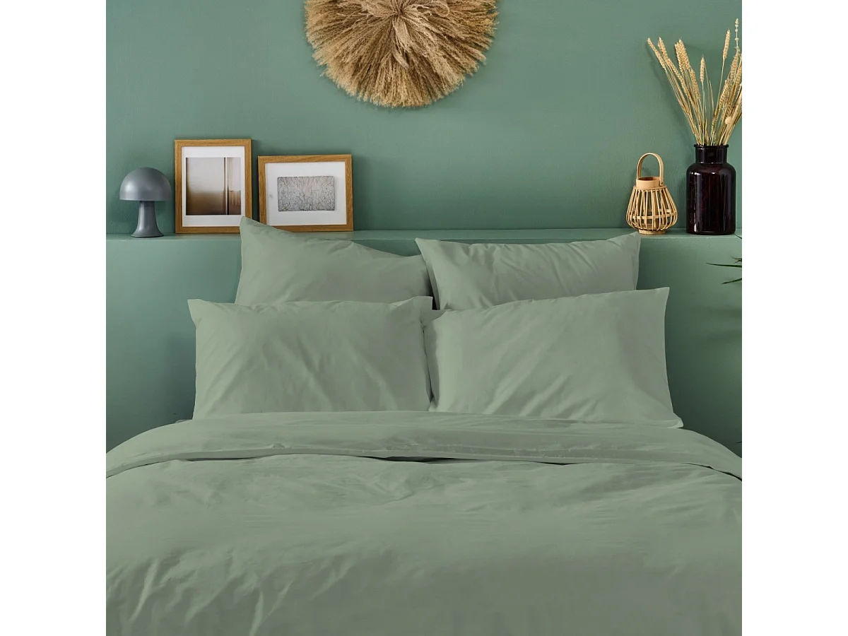 Taie d'oreiller 100% Percale de coton - Sauge - 65x65cm