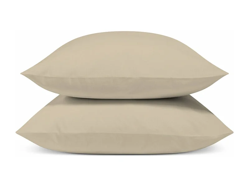 Lot de 2 Taies d'oreiller 100% Percale de coton - Lin - 65x65cm