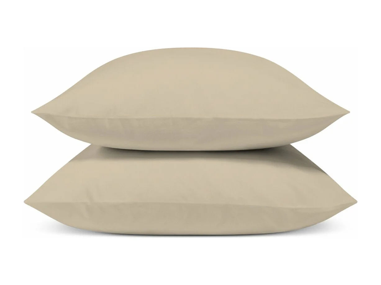 Lot de 2 Taies d'oreiller 100% Percale de coton - Lin - 65x65cm