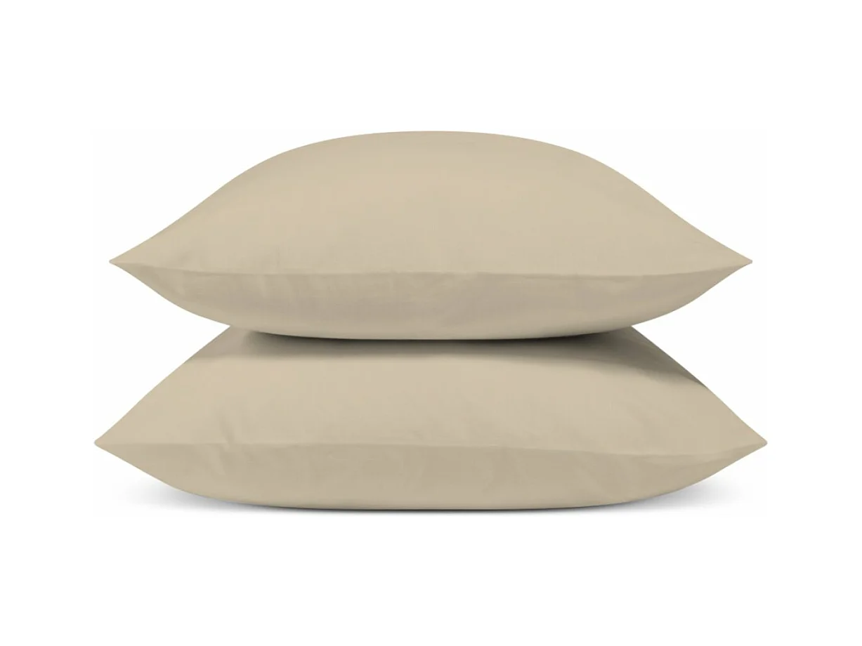 Lot de 2 Taies d'oreiller 100% Percale de coton - Lin - 65x65cm