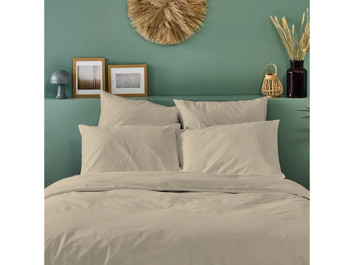Taie d'oreiller 100% Percale de coton - Lin - 65x65cm
