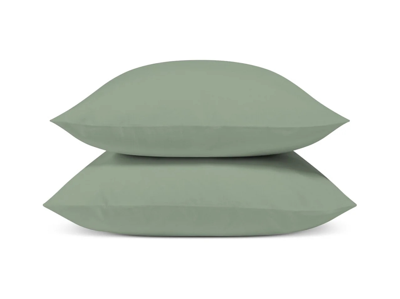 Lot de 2 Taies d'oreiller 100% Percale de coton - Sauge - 65x65cm