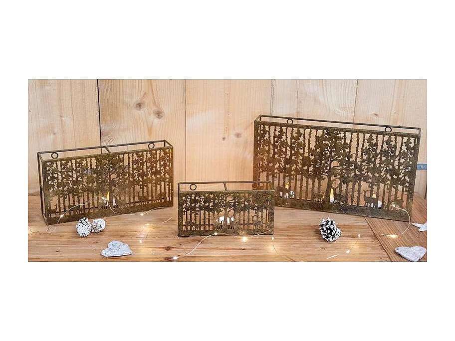 Photophores en métal Cerf rectangulaires