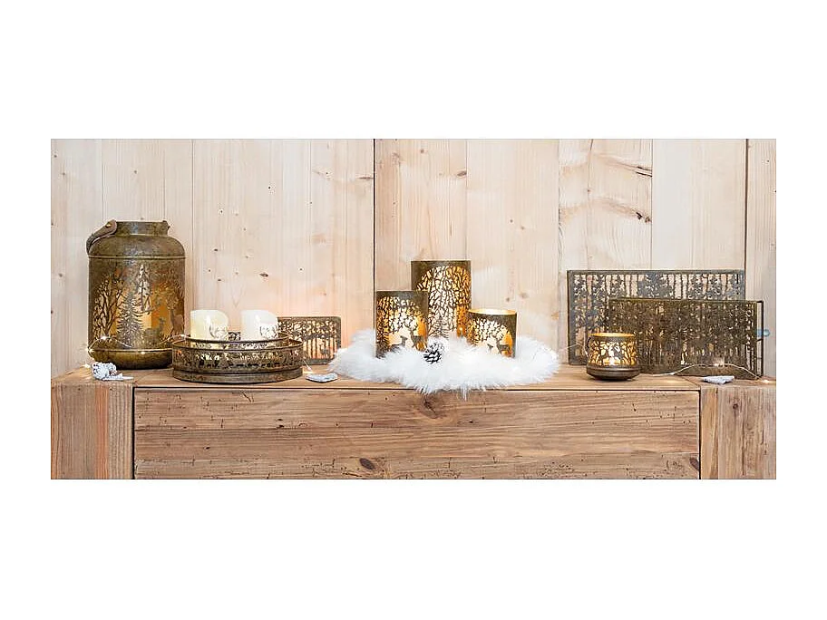 Photophores en métal Cerf rectangulaires