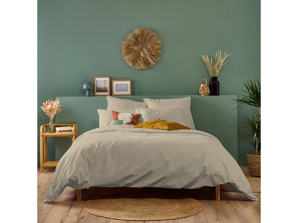Housse de couette unie 100% Percale de coton - Lin - 240x260cm