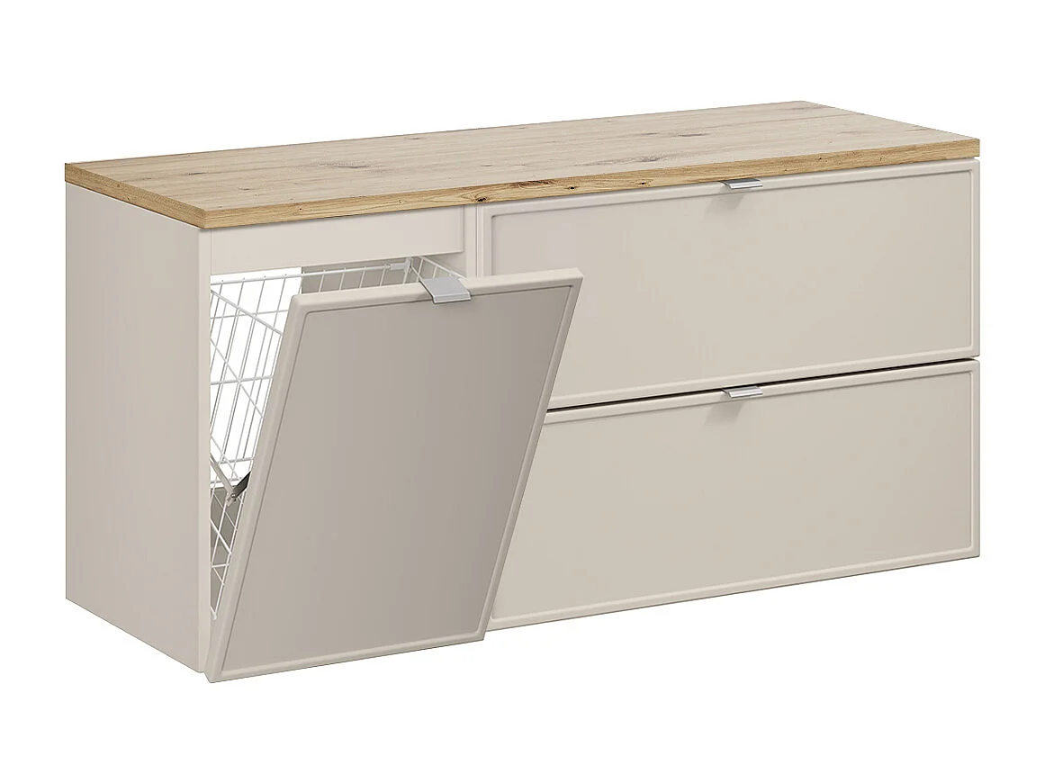 Meuble sous-vasque 120cm panier à linge Alba Cachemire