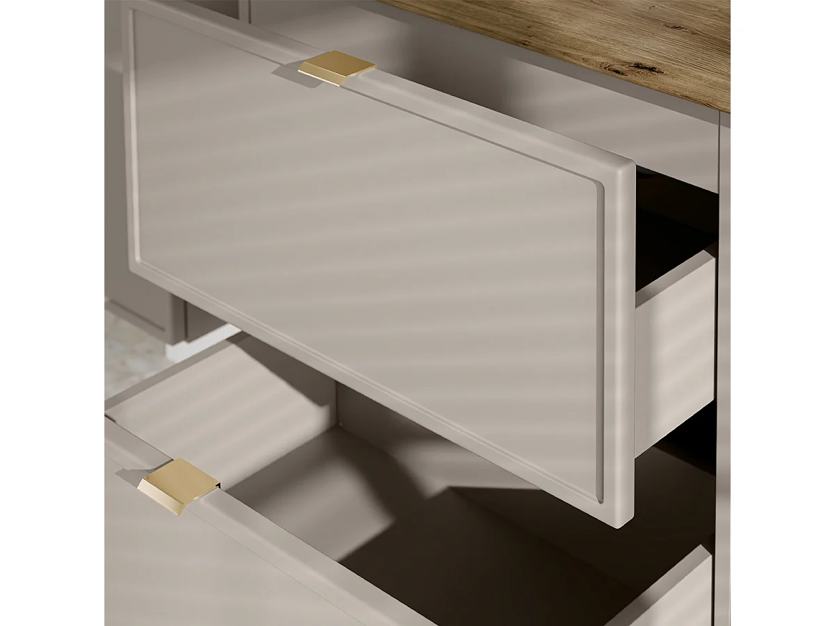 Meuble sous-vasque 140cm 3 niches panier à linge Alba Cachemire