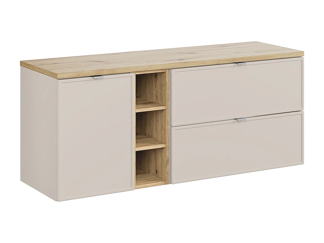 Underskab 140cm 3 nicher vasketøjskurv Alba Cashmere